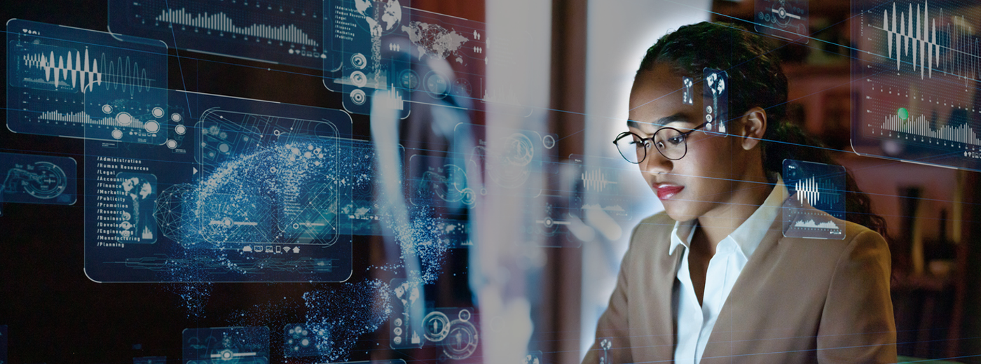 Young female engineer at a computer photo