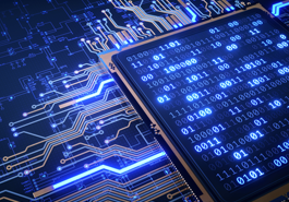 Two circuit boards criss-crossed photo